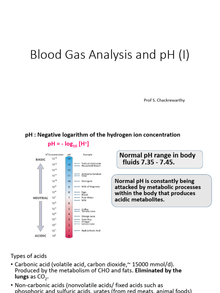 Blood Gas Analysis & PH (I) | PDF | Bicarbonate | Acid