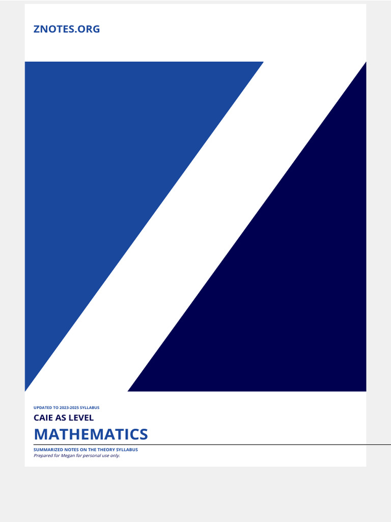 As Mathematics - Pure 1 NOTES | PDF | Equations | Quadratic Equation