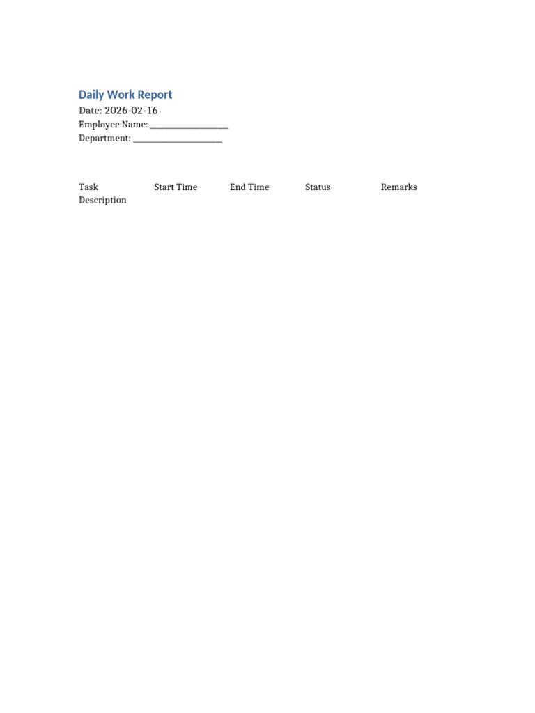 Daily Work Report Template | PDF