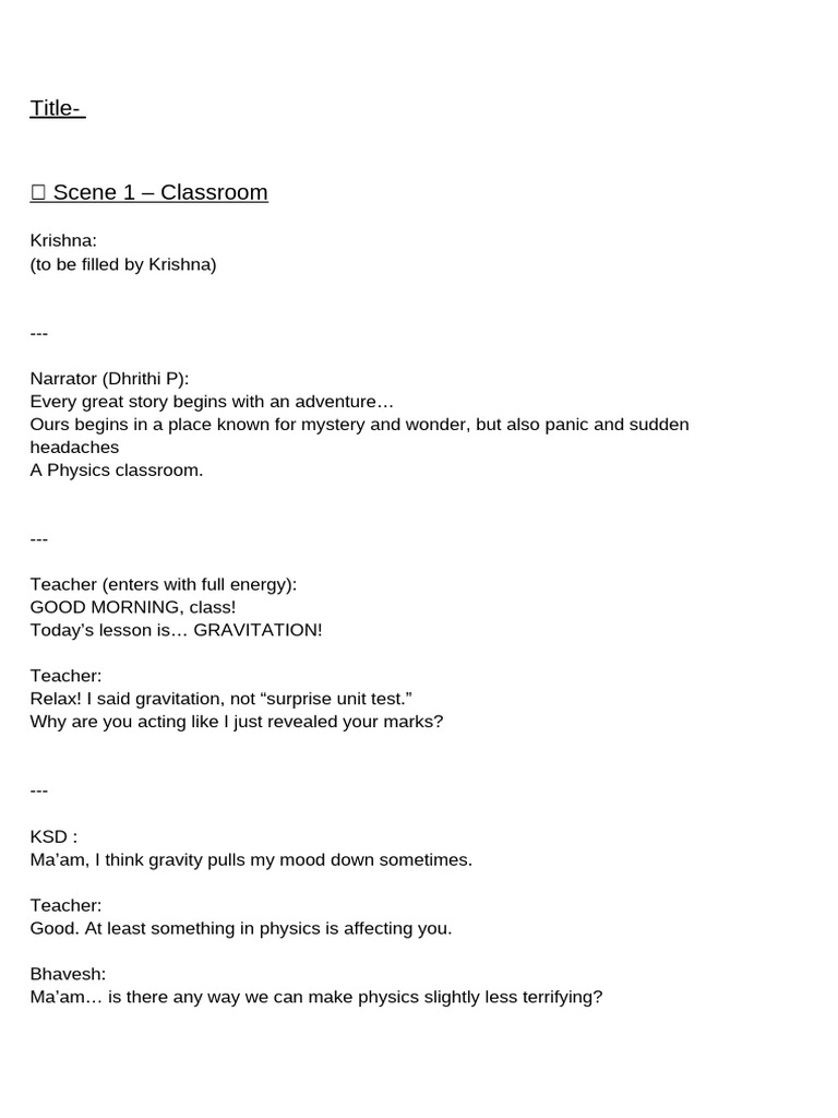 Role Play Script (Group4) | PDF | Gravity