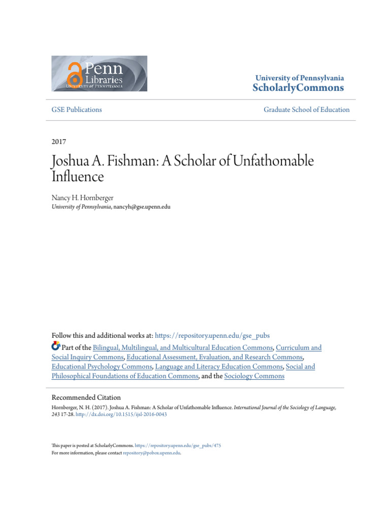 Joshua A Fishman A Scholar of Unfathomab | PDF | Multilingualism ...