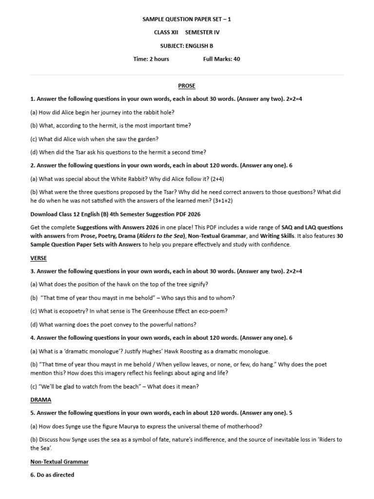 Sample Question Paper | PDF