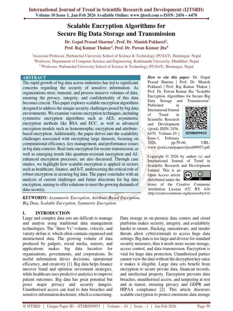 Scalable Encryption Algorithms For Secure Big Data Storage and ...