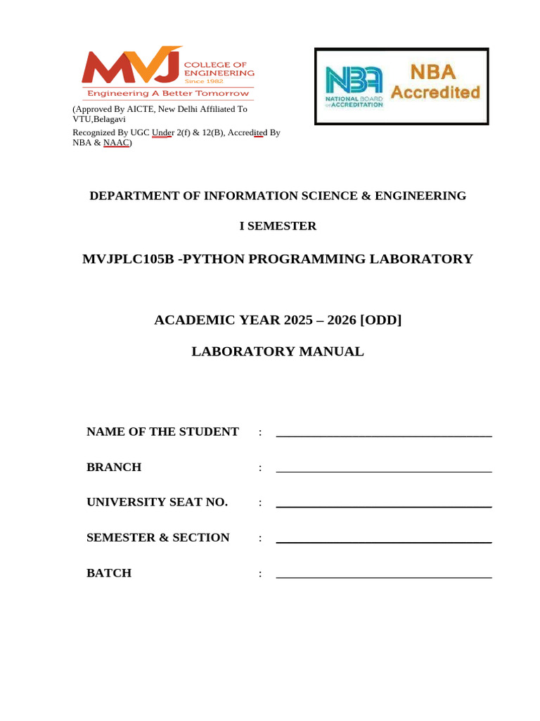 Python Lab Manual 1st Sem | PDF | Data Type | Python (Programming Language)