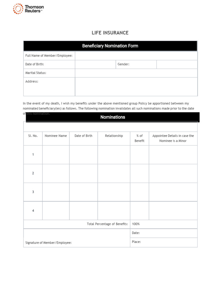 Life Insurance Form | PDF
