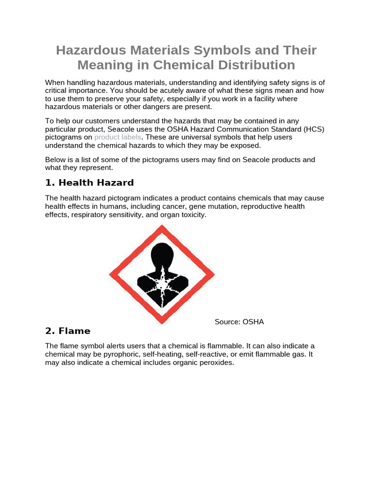Hazardous Materials Symbols and Their Meaning in Chemical Distribution ...