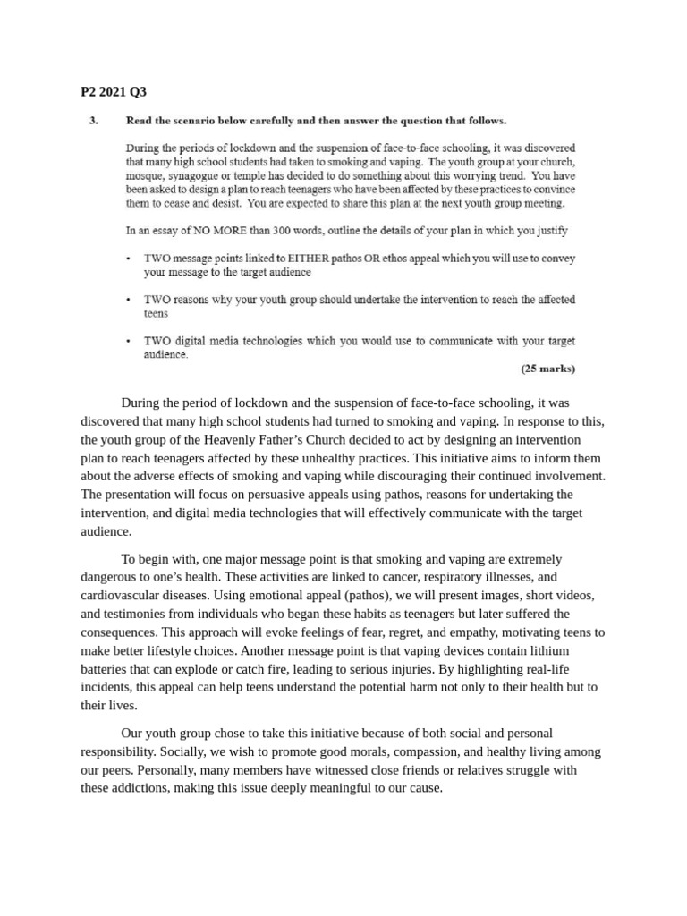 2021 P2 Q3 Essay (Comm. Lessons) | PDF