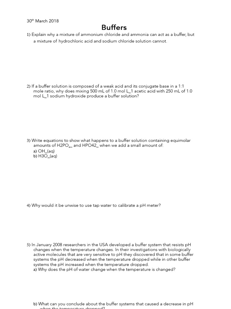 Explanation Q's- Bufffers | PDF | Buffer Solution | Acid