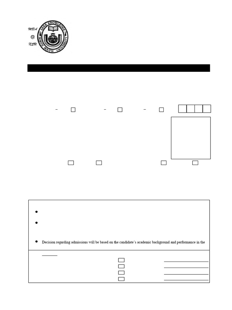 MBA Adm Form | PDF
