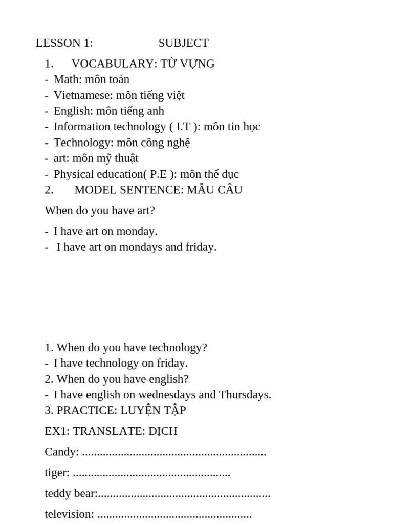 T.A L P 3 Lesson 1 | PDF