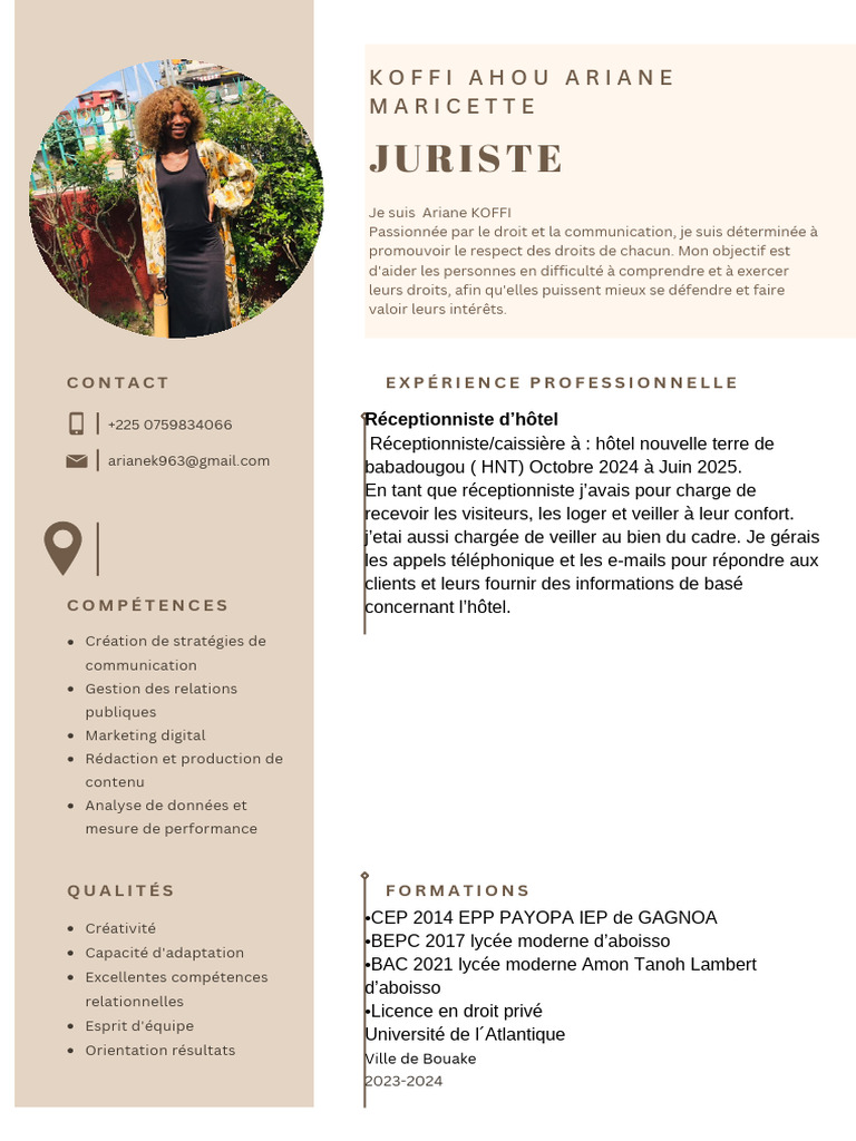CV Français Professionnel Marron Simple | PDF