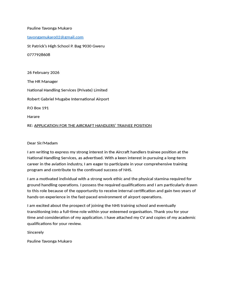 NHS Cover Letter | PDF