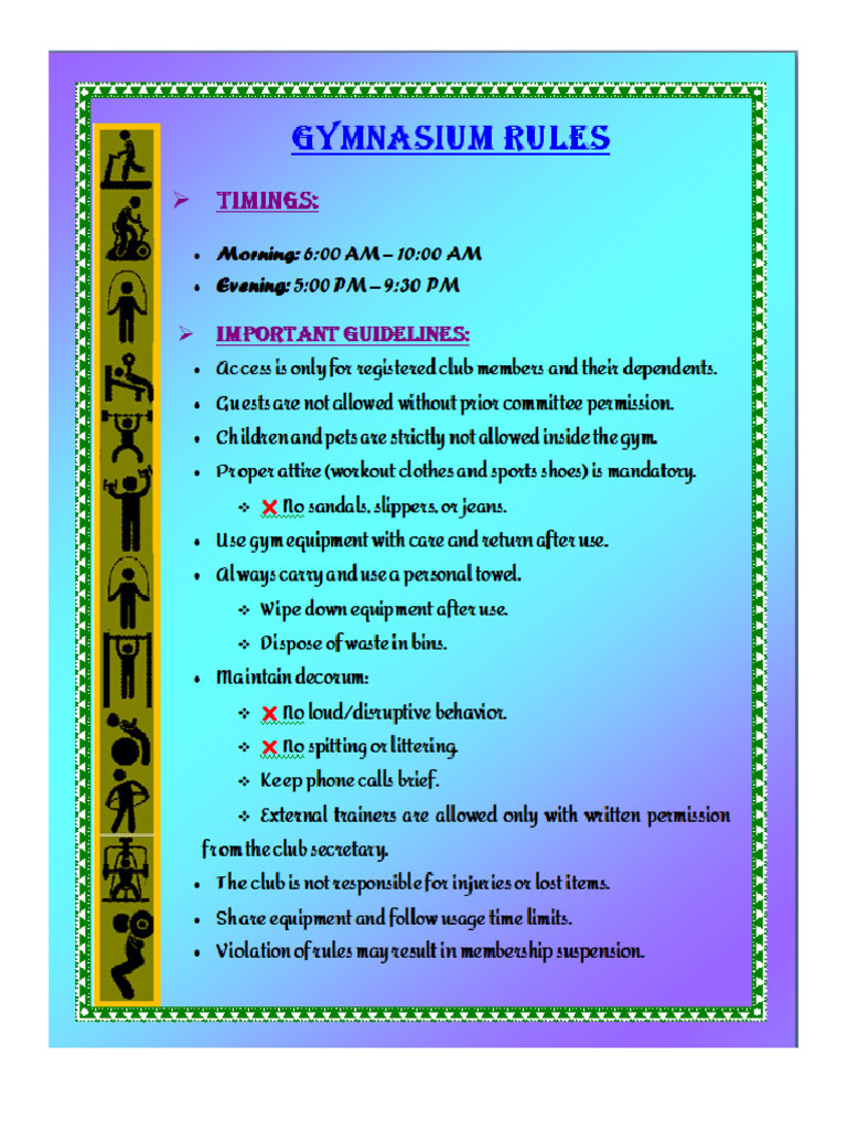Gym Rules | PDF