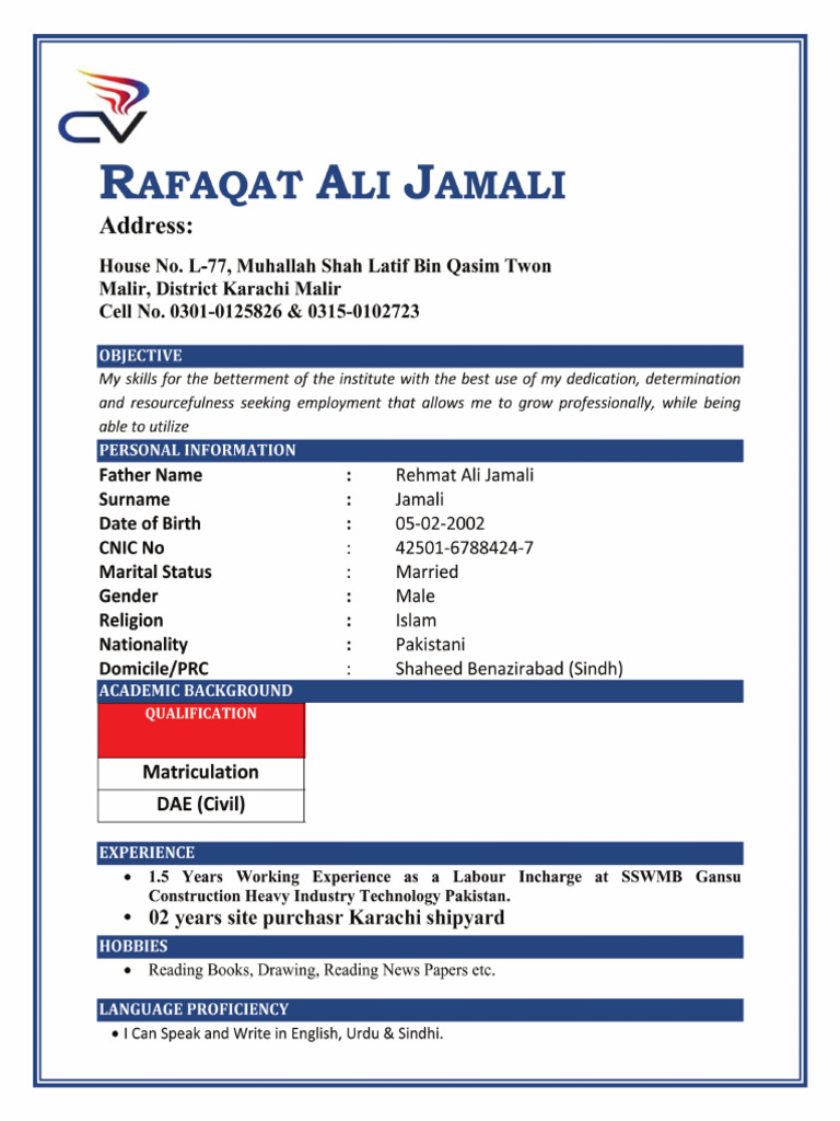 Rafaqat Ali Jamali Copy | PDF