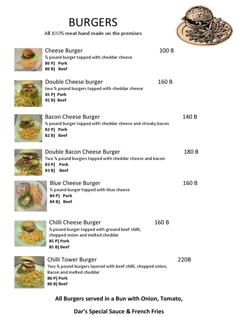 Gourmet Burger Menu Options | PDF | Cooking, Food & Wine | Wellness