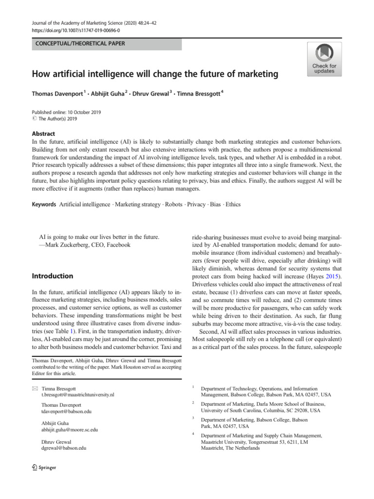 How Artificial Intelligence Will Change the Future of Marketing | PDF ...
