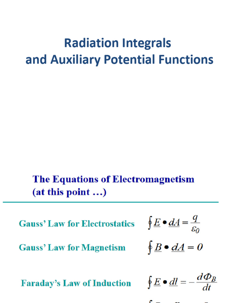 Chapter 3 Radiation Integrals and Auxiliary | PDF