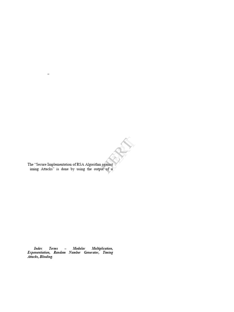Implementation of Rsa Algorithm Secure Against Timing Attacks Using ...