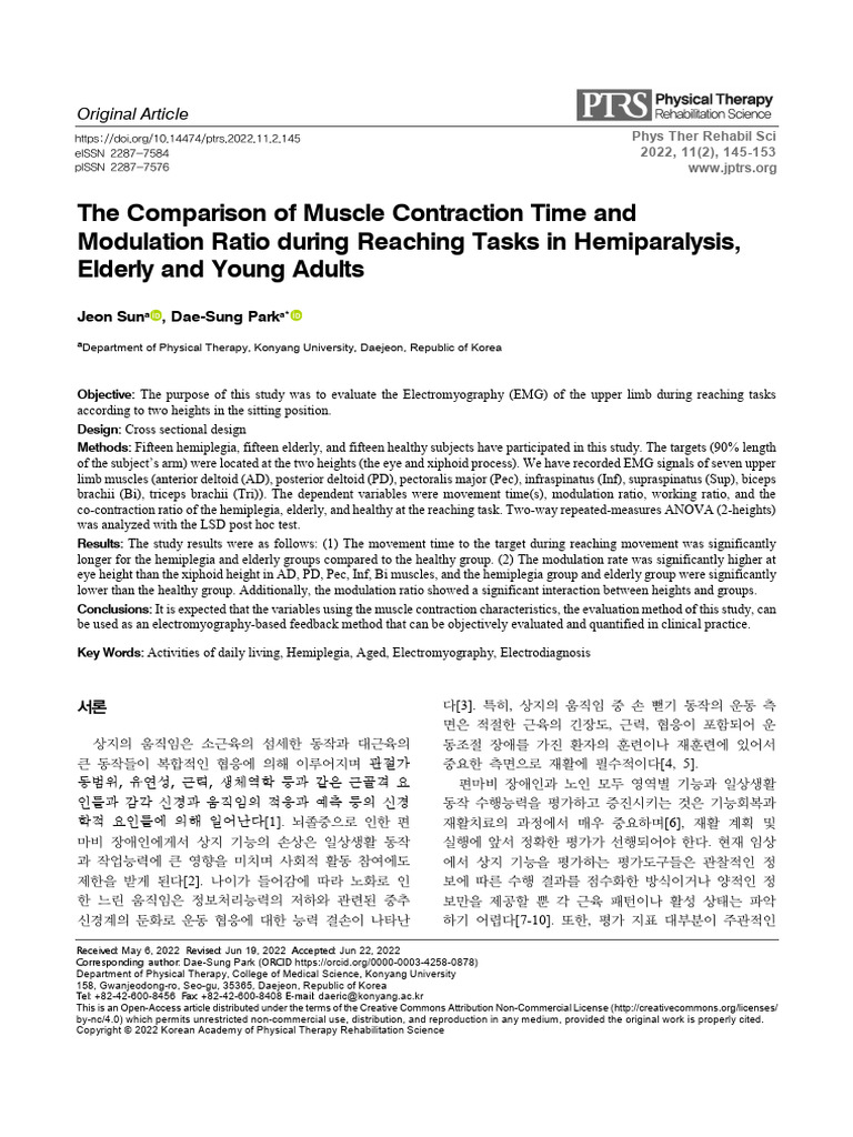The Comparison of Muscle Contraction Time and Modulation Ratio During ...