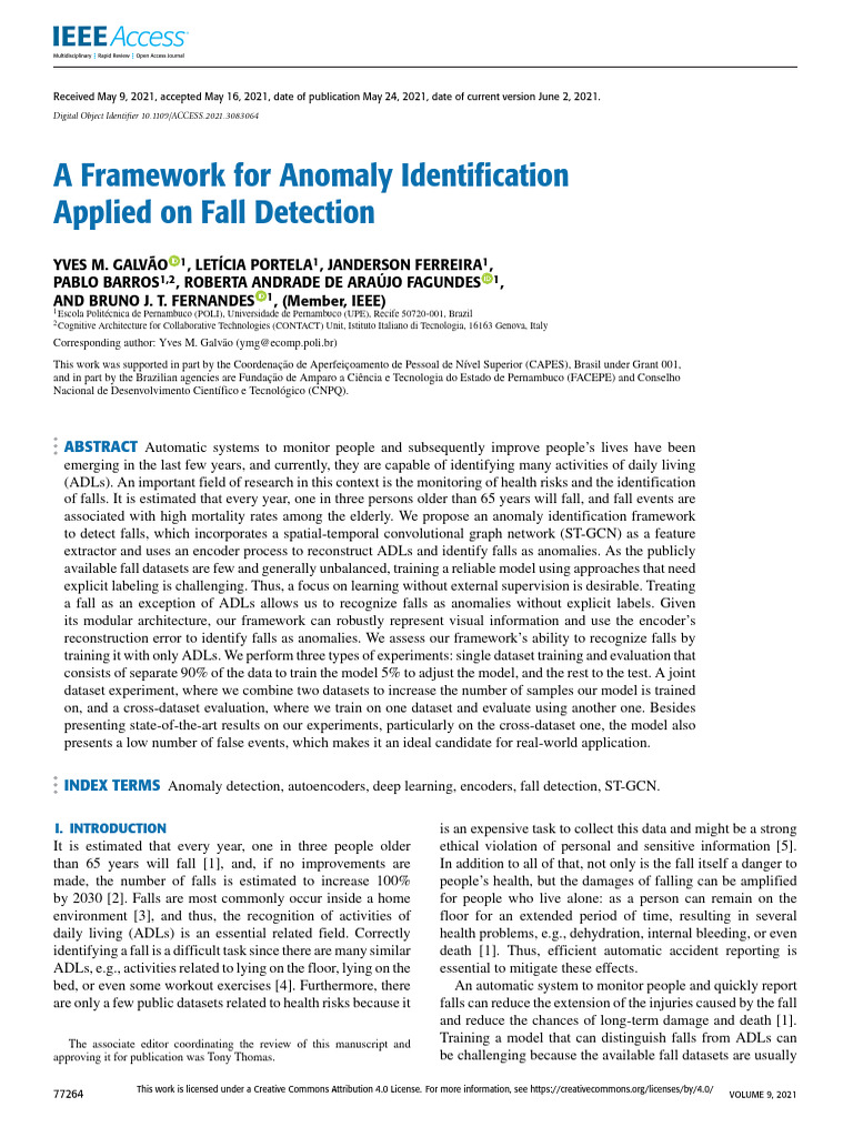 A Framework For Anomaly Identification Applied On Fall Detection | PDF ...