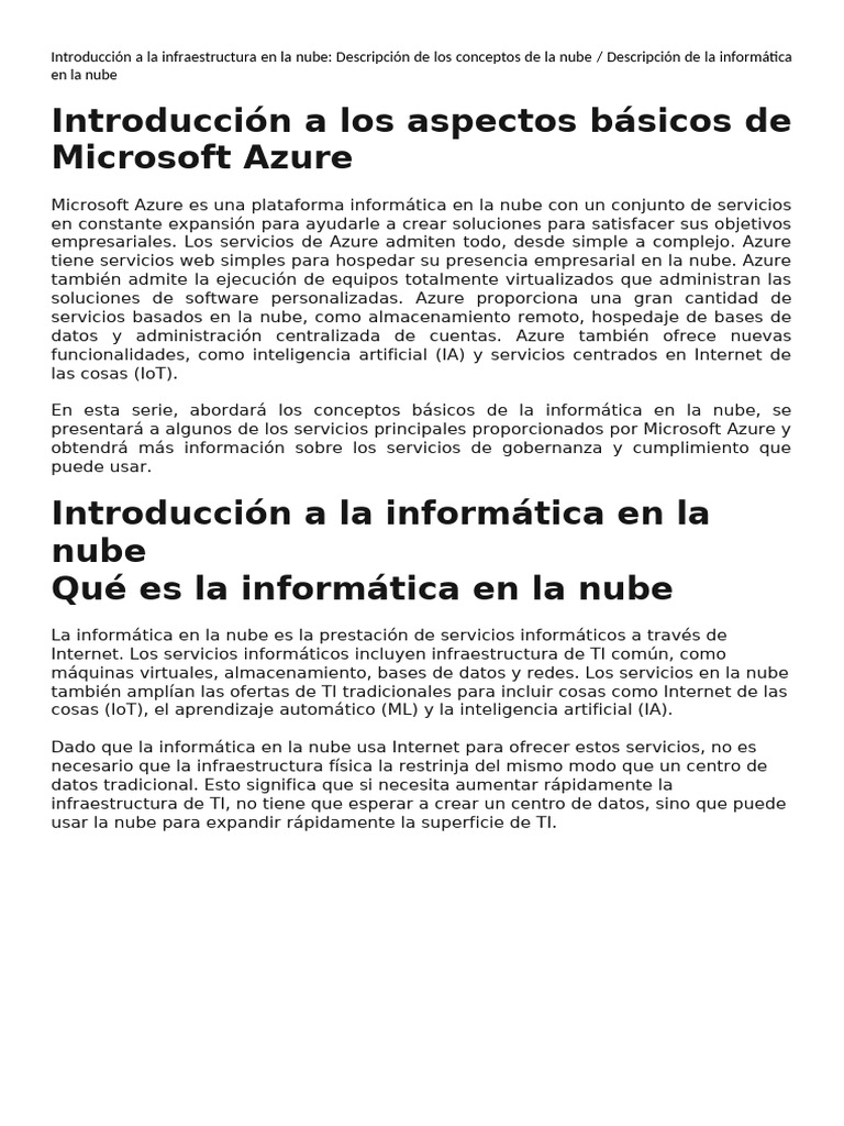 Introducción a la infraestructura en la nube | PDF | Computación en la ...