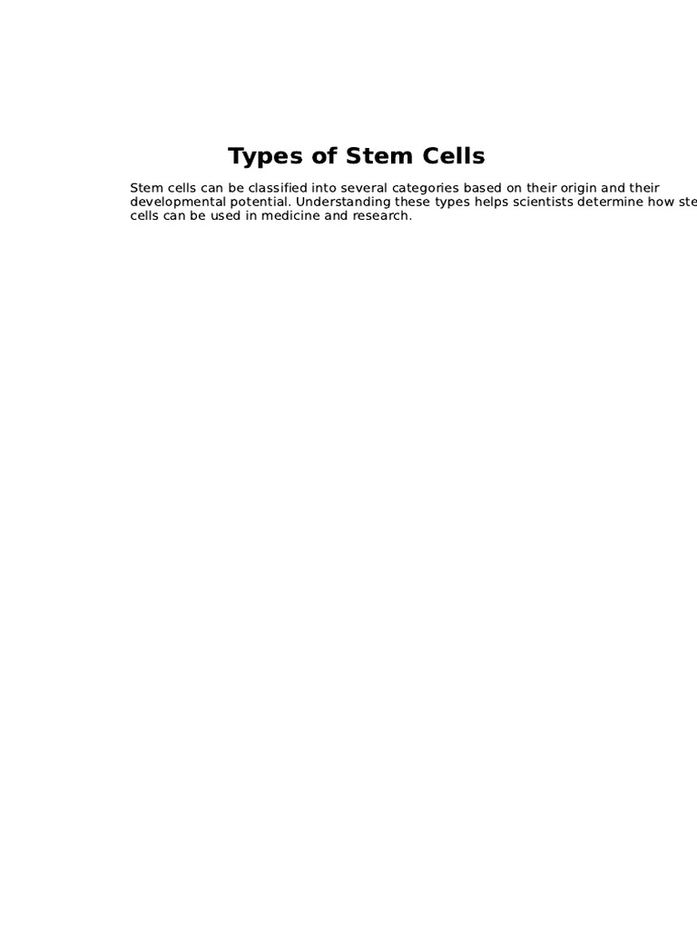 Stem Cells Types Detailed | PDF