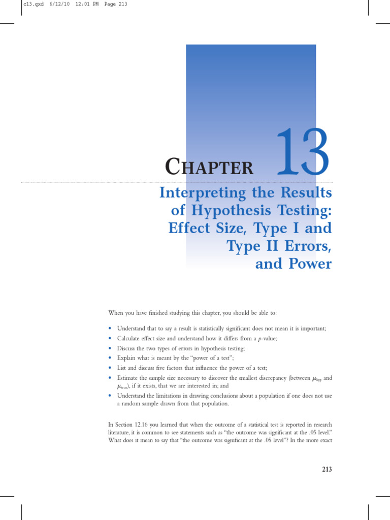 Minium Chap 13 - Interpreting The Results of Hypothesis Testing | PDF ...