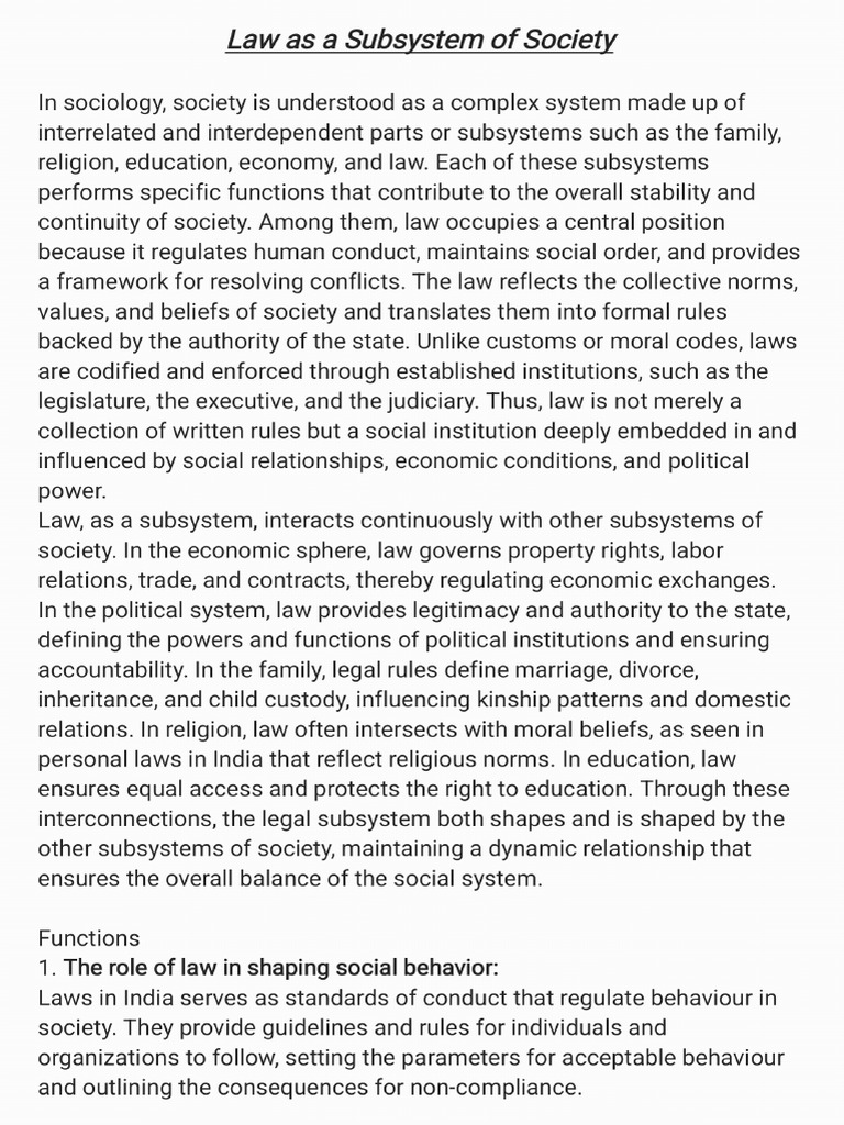 Law As A Subsystem of Sociology - 251101 - 201938 | PDF