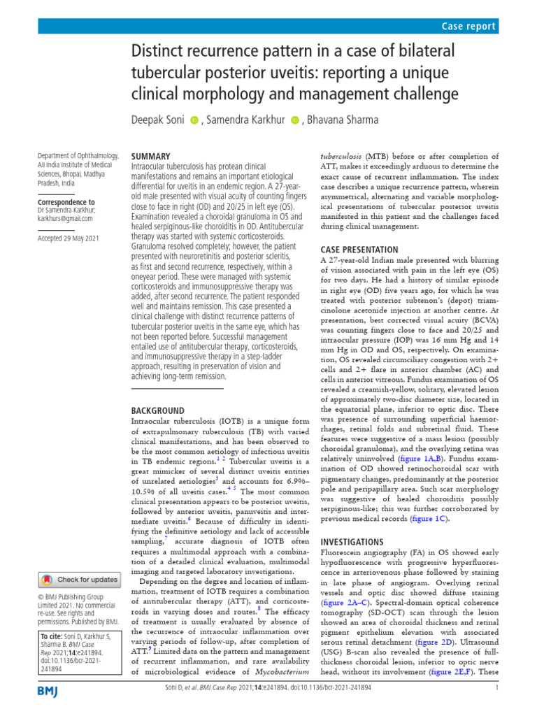 BMJCR - Case Report TB Recurrence | PDF | Tuberculosis | Diseases And ...