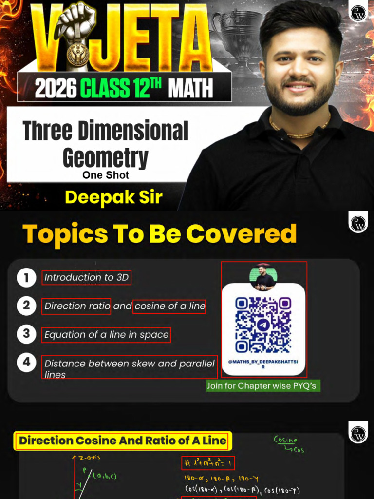Three Dimensional Geometry Class Notes | PDF