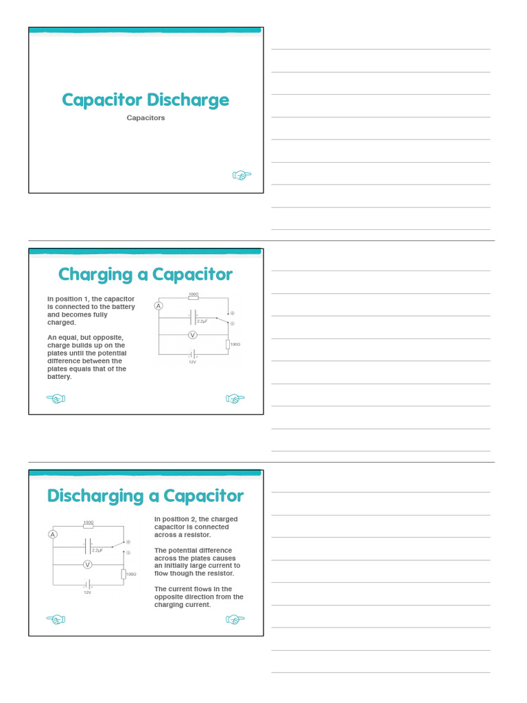 Capacitor Discharge - PRINTED NOTES | PDF | Capacitor | Electrical Network