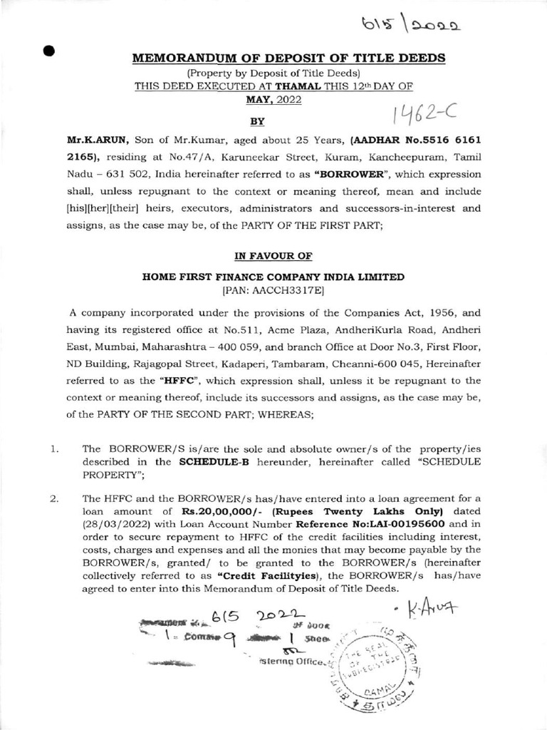 MODT - Arun Kumar | PDF | Mortgage Law | Credit