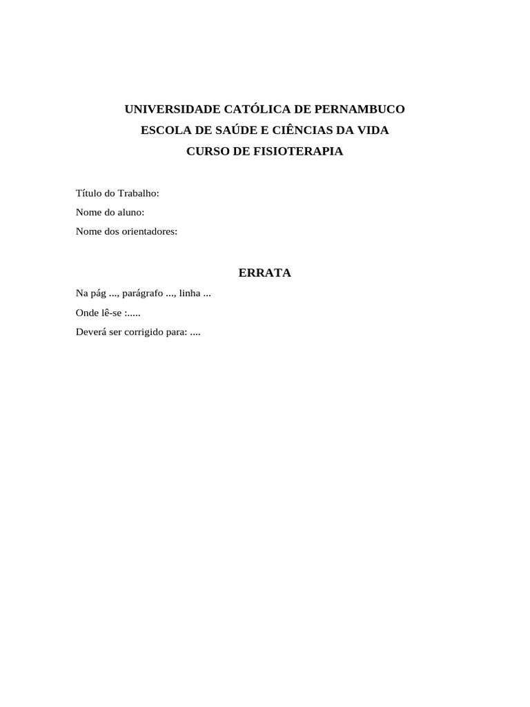 Modelo de ERRATA | PDF