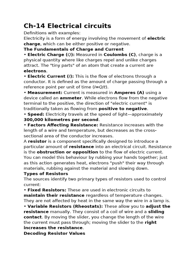 Ch-14 Electrical Circuits | PDF | Electrical Resistance And Conductance ...