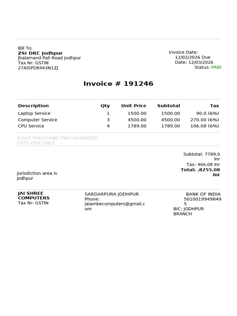 Computer Bill | PDF