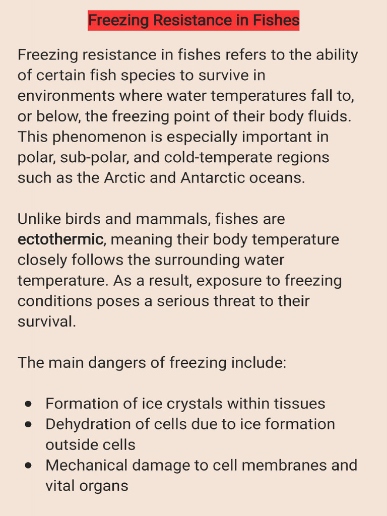 Freezing Resistance in Fishes | PDF