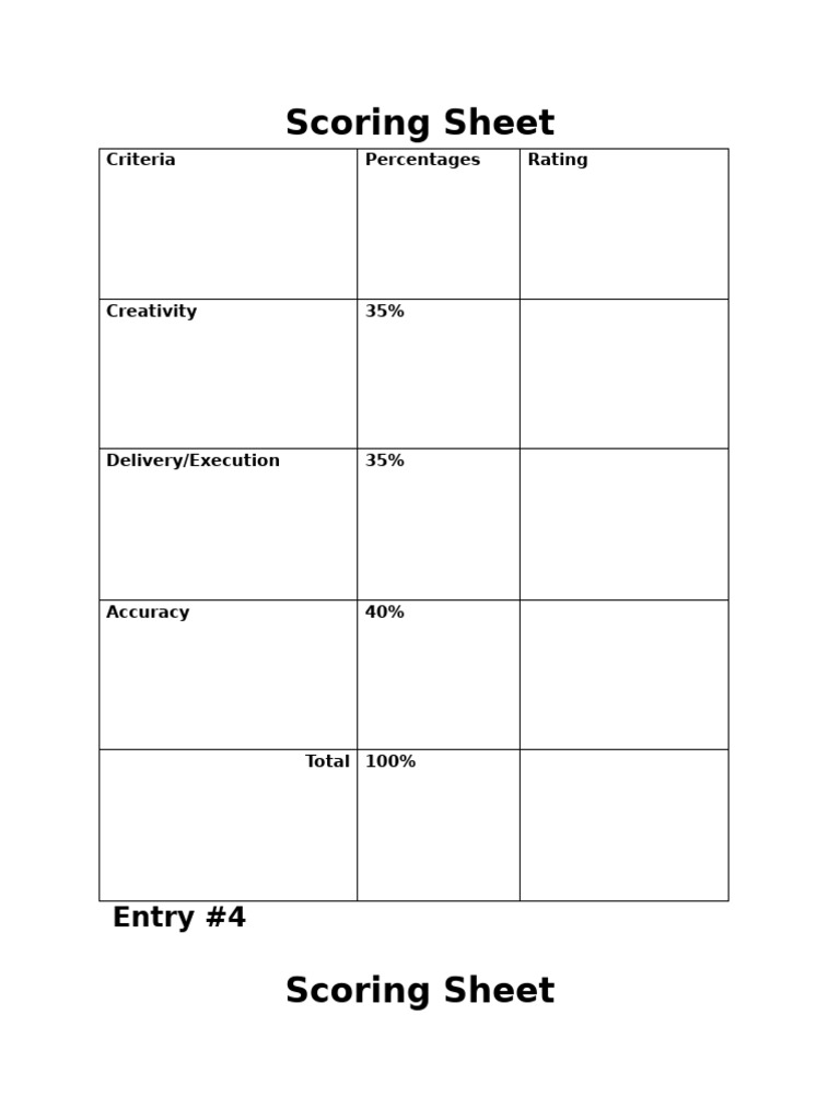 Scoring Sheet | PDF