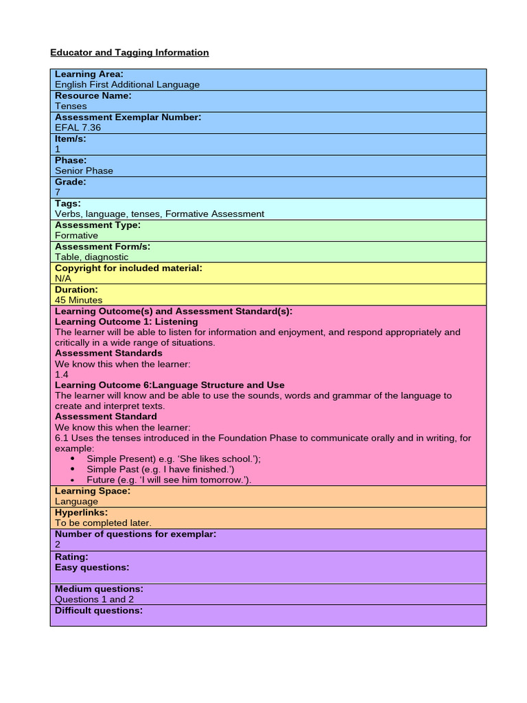 EFAL 7.36.Edited | PDF | Grammatical Tense | Learning