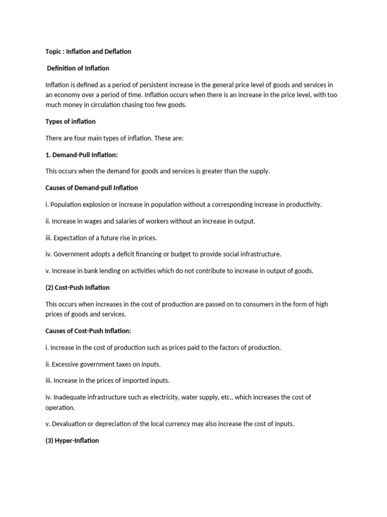 Inflation and Deflation | PDF | Cost Of Living | Inflation