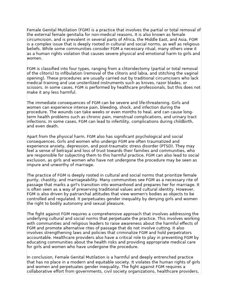 Female Genital Mutilation | PDF | Female Genital Mutilation | Human ...