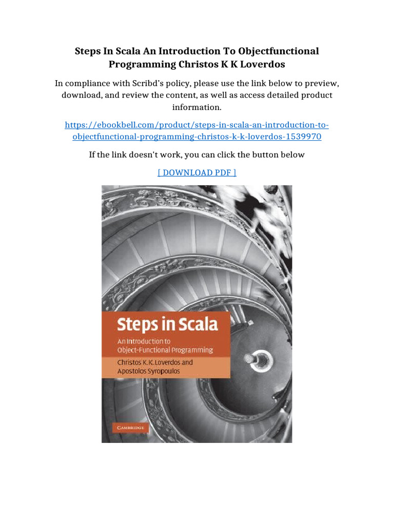 Steps In Scala An Introduction To Objectfunctional Programming Christos ...