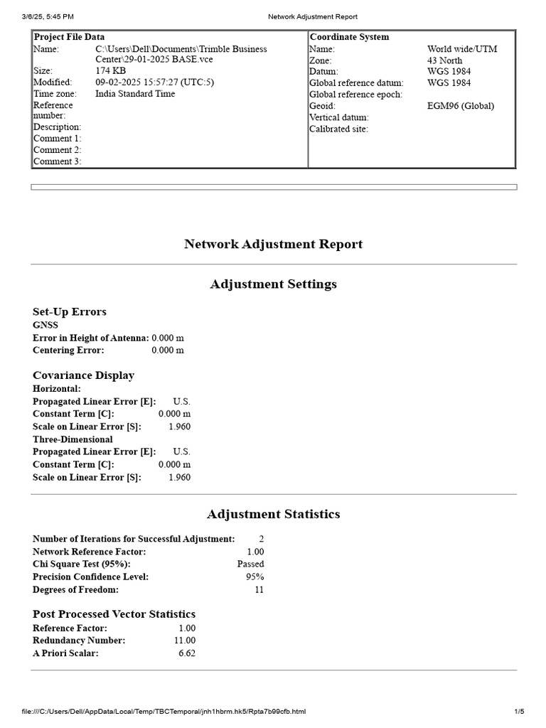 4.1.2 Network Adjustment Report CORS to BASE (4) | PDF | Latitude | Geodesy