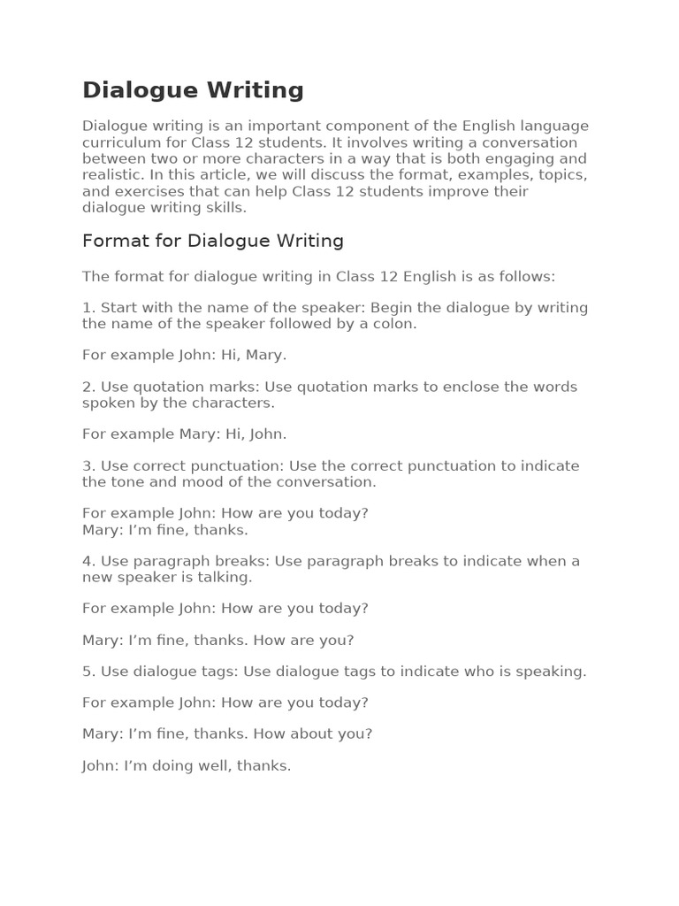 Dialogue Writing | PDF
