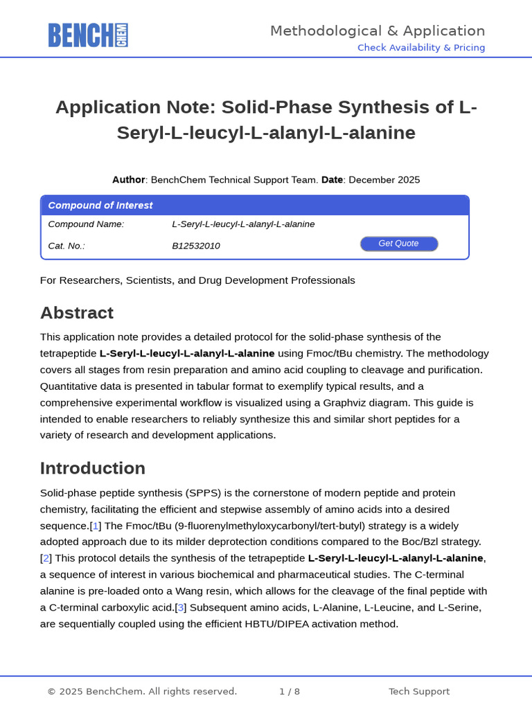 Application Note Solid Phase Synthesis of L Seryl L Leucyl L Alanyl L ...