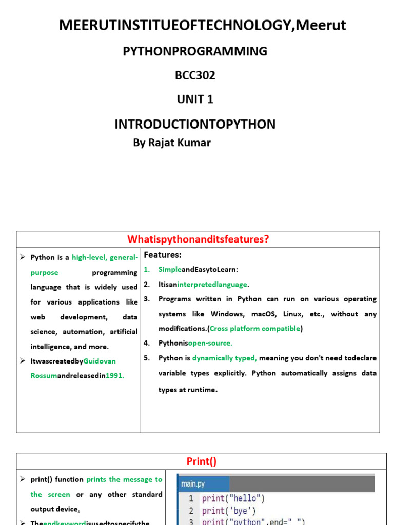 PYTHON U1complete | PDF | Boolean Data Type | Data Type