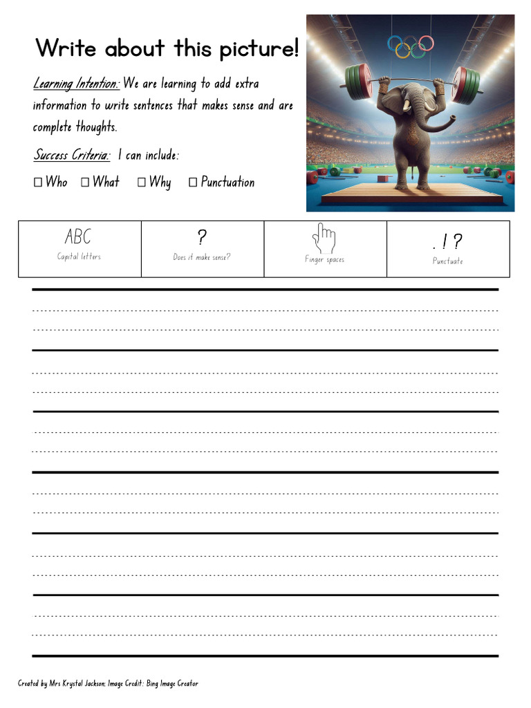 Write About This Picture!: Learning Intention | PDF | Naming ...