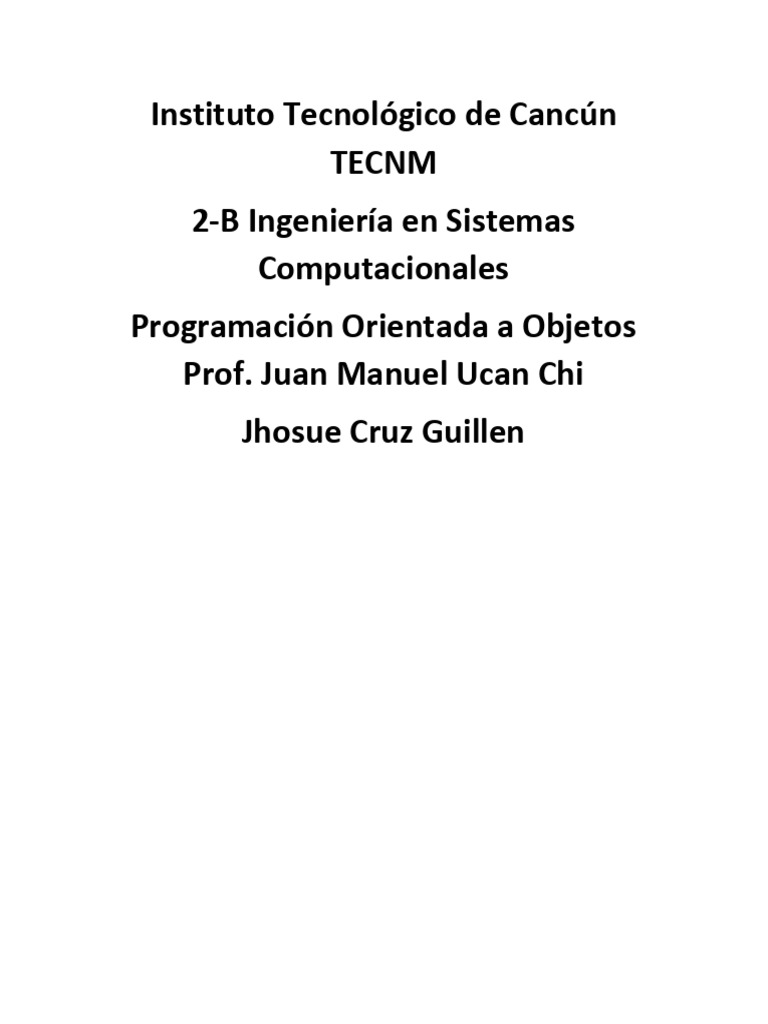 Instituto Tecnológico de Cancún TECNM | PDF | Java (lenguaje de ...