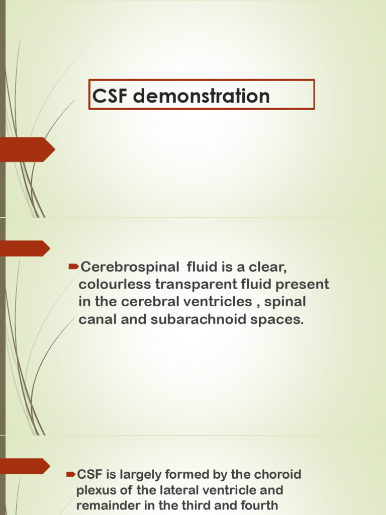 CSF Demonstration | PDF | Cerebrospinal Fluid | Clinical Medicine