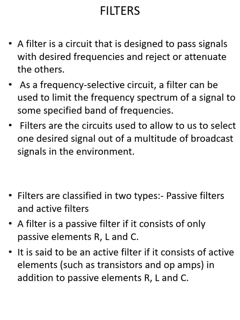 Filters | PDF | Electronic Filter | Filter (Signal Processing)