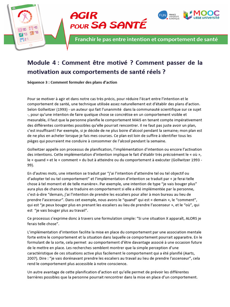 Mod4 - Seq - 3 Formuler Plans D'action | PDF | Comportement | Motivation